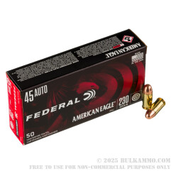 50 Rounds of .45 ACP Ammo by Federal American Eagle - 230gr FMJ