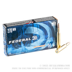 20 Rounds of .270 Win Ammo by Federal - 150gr SP