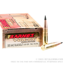 200 Rounds of .300 AAC Blackout Ammo by Barnes VOR-TX - 110gr TAC-TX