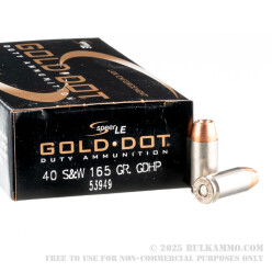50 Rounds of 40 S&W Ammo by Speer LE Gold Dot - 165gr JHP