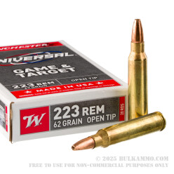 20 Rounds of .223 Ammo by Winchester Universal Game & Target - 62gr Open Tip
