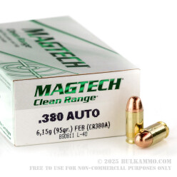 50 Rounds of .380 ACP Ammo by Magtech - 95gr FEB