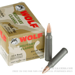 20 Rounds of .223 Ammo by Wolf WPA - 55gr FMJ