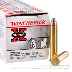 50 Rounds of .22 WMR Ammo by Winchester Super-X - 40gr JHP