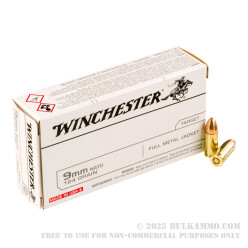 50 Rounds of 9mm Ammo by Winchester - 124gr FMJ