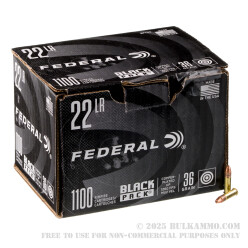 1100 Rounds of .22 LR Ammo by Federal Black Pack - 36gr CPHP
