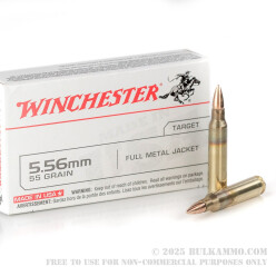 20 Rounds of 5.56x45 Ammo by Winchester - 55gr FMJ
