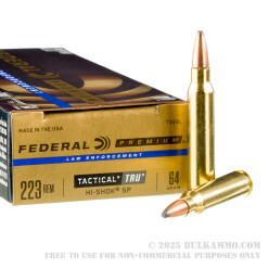 20 Rounds of .223 Ammo by Federal LE Tactical TRU - 64gr Hi-Shok SP ***FACTORY SECONDS***