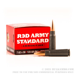 180 Rounds of 7.62x39mm Ammo by Red Army Standard - 123gr FMJ