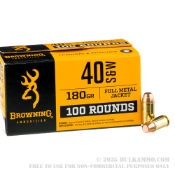 500 Rounds of .40 S&W Ammo by Browning - 180gr FMJ 500 Rounds of .40 S&W Ammo by Browning - 180gr FMJ