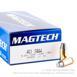 50 Rounds of .40 S&W Ammo by Magtech - 160gr Semi-Wadcutter