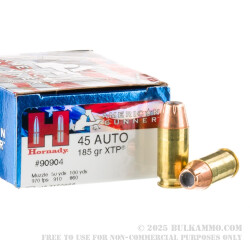 200 Rounds of .45 ACP Ammo by Hornady American Gunner - 185gr XTP JHP