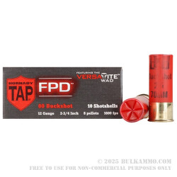 250 Rounds of 12ga TAP FPD Ammo by Hornady -  00 Buck