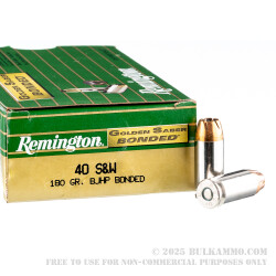 500  Rounds of .40 S&W Ammo by Remington Golden Saber Bonded - 180gr JHP