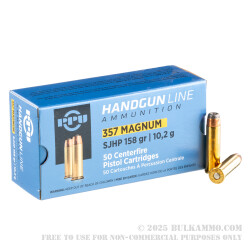 50 Rounds of .357 Mag Ammo by Prvi Partizan - 158gr SJHP