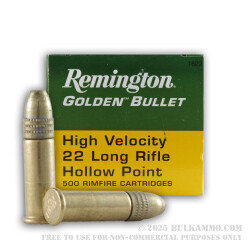 500 Rounds of .22 LR Ammo by Remington Golden Bullet - 36gr HP