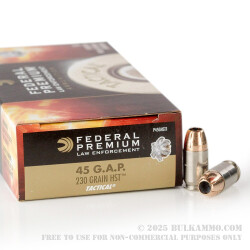 50 Rounds of .45 GAP Ammo by Federal LE - 230gr JHP HST