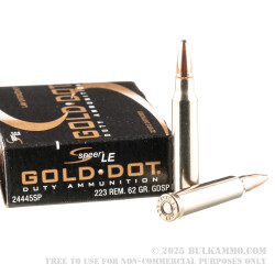 500 Rounds of .223 Ammo by Speer Gold Dot - 62gr SP
