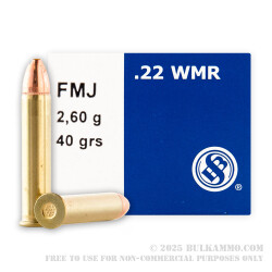 500 Rounds of .22 WMR Ammo by Sellier & Bellot - 40gr FMJ
