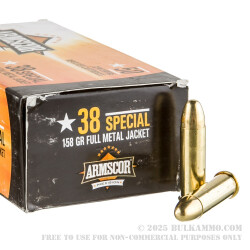 50 Rounds of .38 Spl Ammo by Armscor - 158gr FMJ