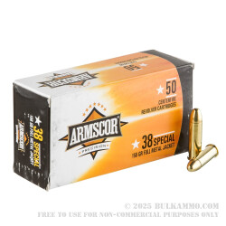 50 Rounds of .38 Spl Ammo by Armscor - 158gr FMJ