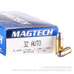 50 Rounds of .32 ACP Ammo by Magtech - 71gr LRN