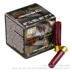 25 Rounds of .410 Ammo by Federal High Over All - 1/2 ounce #8 shot