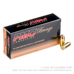 50 Rounds of .380 ACP Ammo by PMC - 90gr FMJ