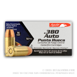1000 Rounds of .380 ACP Ammo by Aguila - 90gr JHP