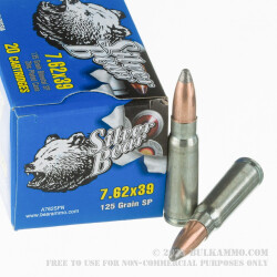 20 Rounds of 7.62x39mm Ammo by Silver Bear - 125gr SP