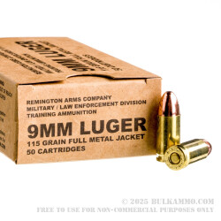 500 Rounds of 9mm Ammo by Remington MIL / LE Contract Overrun - 115gr FMJ