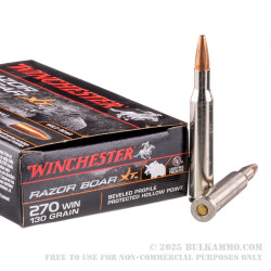20 Rounds of .270 Win Ammo by Winchester Razor Boar - 130gr HP