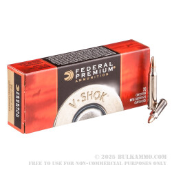 20 Rounds of .223 Ammo by Federal V-Shok - 43 Grain HP Speer TNT Green