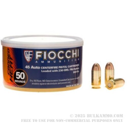 50 Rounds of .45 Canned Heat Ammo by Fiocchi - 230gr FMJ