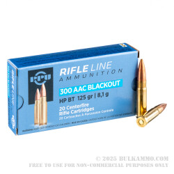 1000 Rounds of .300 AAC Blackout Ammo by Prvi Partizan - 125gr HPBT
