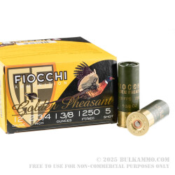 25 Rounds of 12ga Ammo by Fiocchi Golden Pheasant - 1 3/8 ounce #5 nickel plated lead shot