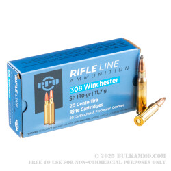 20 Rounds of .308 Win Ammo by Prvi Partizan - 180gr SP