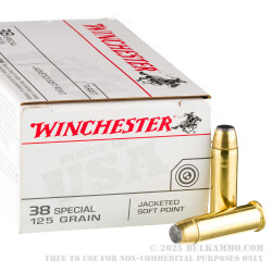 50 Rounds of .38 Spl Ammo by Winchester USA - 125gr JSP
