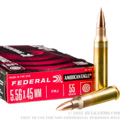 20 Rounds of 5.56x45 Ammo by Federal American Eagle - 55gr FMJ