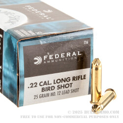 50 Rounds of .22 LR Ammo by Federal - 25gr #12 shot