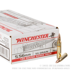 180 Rounds of 5.56x45 Ammo by Winchester USA - 55gr FMJ