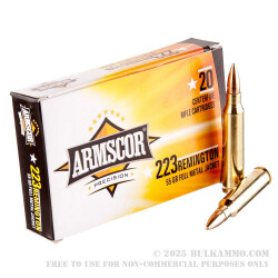 20 Rounds of .223 Ammo by Armscor - 55gr FMJBT