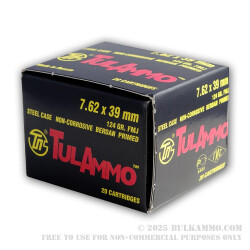 1000 Rounds of 7.62x39mm Ammo by Tula - 124gr FMJ