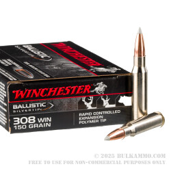 20 Rounds of .308 Win Ammo by Winchester Ballistic Silvertip - 120gr Polymer Tipped