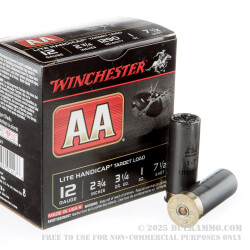 25 Rounds of 12ga 2-3/4" Ammo by Winchester AA Lite Handicap - 1 ounce #7 1/2 shot