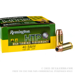 20 Rounds of .40 S&W Ammo by Remington HTP - 155gr JHP