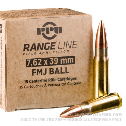 15 Rounds of 7.62x39 Ammo by Prvi Partizan - 123gr FMJ