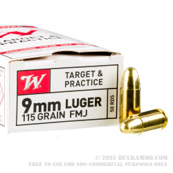 500 Rounds of 9mm Ammo by Winchester - 115gr FMJ