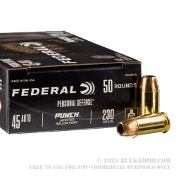 500 Rounds of 45 ACP Ammo by Federal Punch - 230gr JHP