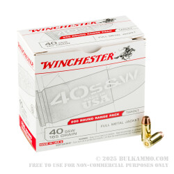 200 Rounds of .40 S&W Ammo by Winchester - 165gr FMJ